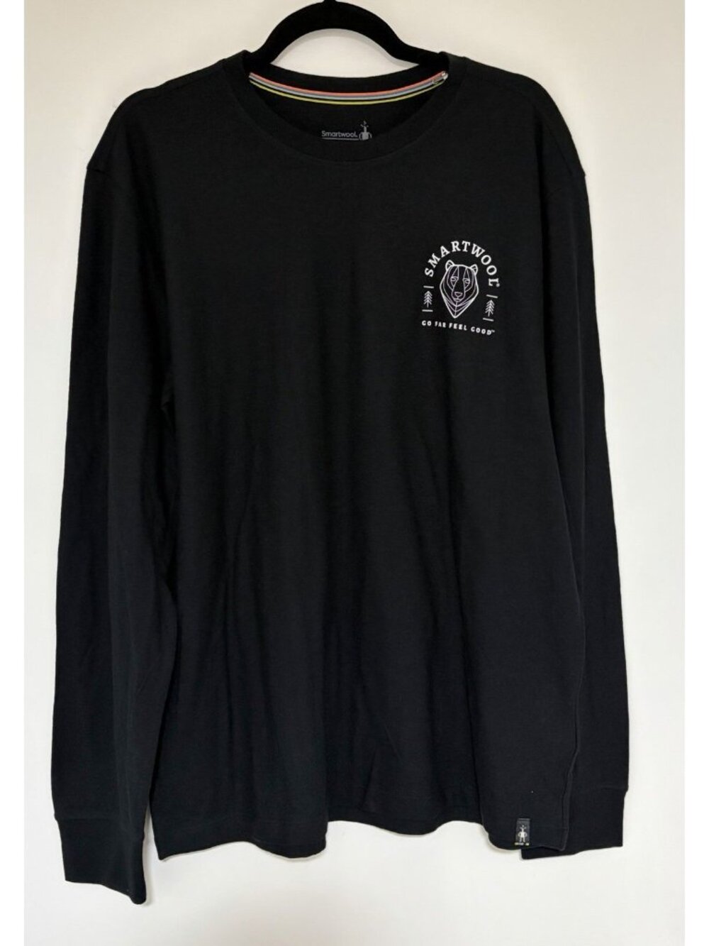 Smartwool Unisex Bear Stare Graphic Long Sleeve Tee Black Large NWT
